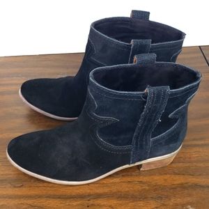 Lucky Brand Terra Suede Black Western Ankle Booties Size 7.5M